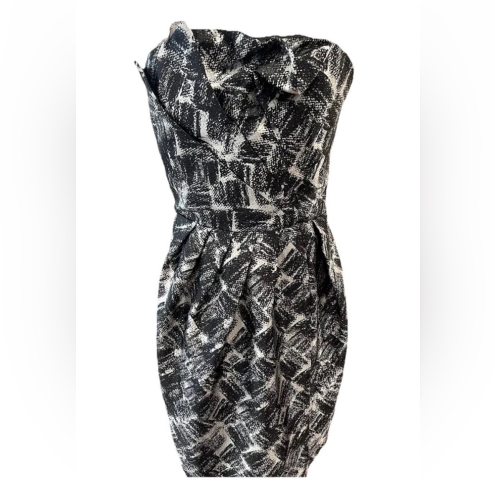 Max & Cleo‎ NWOT black & white print dress ladies SZ 10 polyester/shiny bodycon
